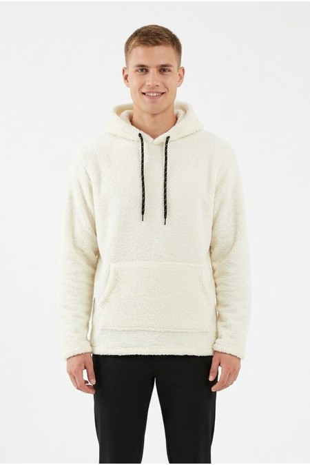Erkek Kapüşonlu Kanguru Cepli Günlük Pelüş Sweatshirt