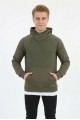 Erkek Üç İplik Şardonlu Kumaş Kapşonlu Kanguru Cepli Alttan Çıkmalı  Günlük Sweatshirt
