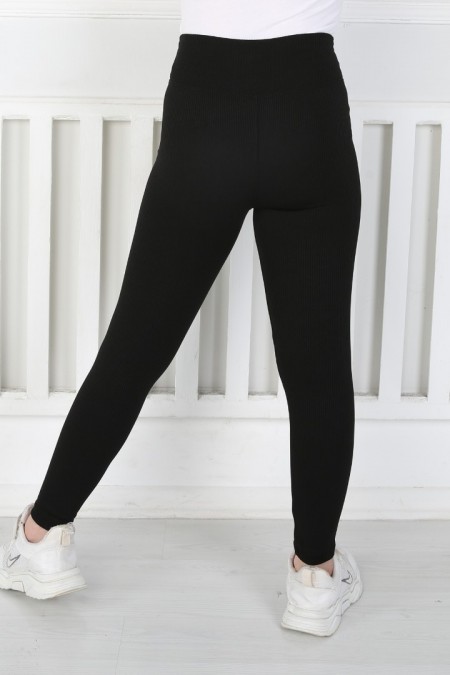 Dar Paça Birinci Kalite Fitilli Kumaş Siyah Tayt