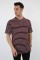 Çizgili Sıfır Yaka Oversıze Mor Tişört