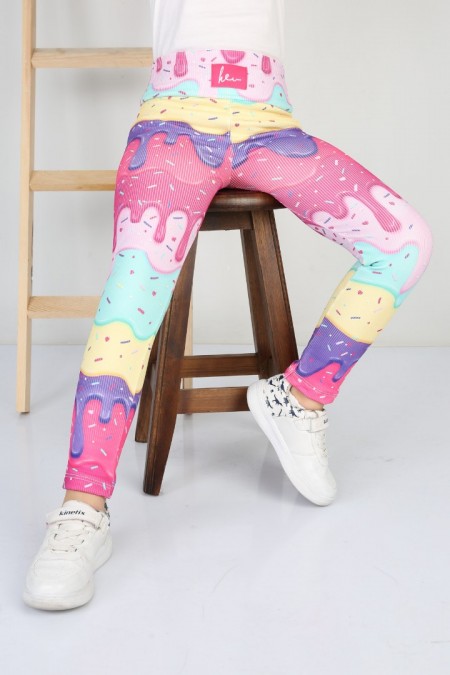 Şardonlu Fitilli Kumaş Baskılı Sarı Tayt