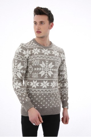 Desenli Kalın Kahve Kazak