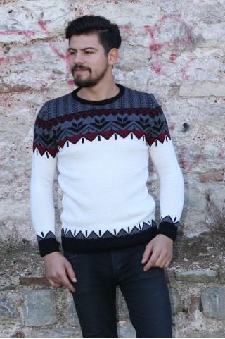 Desenli Kalın Kışlık Erkek Günlük Triko Kazak