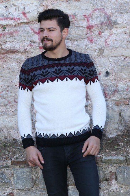 Desenli Kalın Kışlık Erkek Günlük Triko Kazak