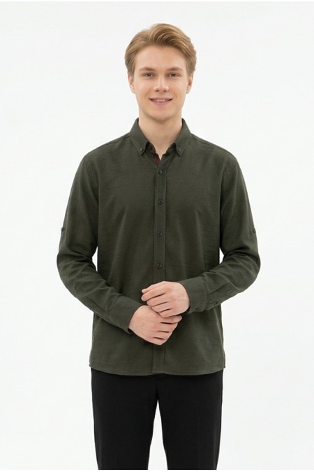 Erkek Armürlü Bengalin Kumaş Uzun Kollu Slim Fit Gömlek 