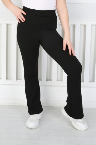 İspanyol Paça Birinci Kalite Fitilli Kumaş Siyah Tayt