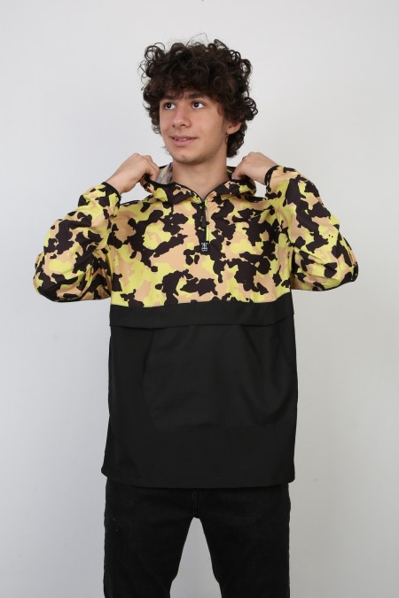 Kapşonlu Yarım Fermuarlı Mevsimlik Mont