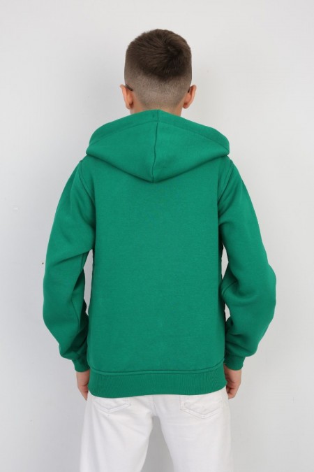 Üç İplik Kapşonlu Fermuarlı İçi Termal Erkek Çocuk Günlük Sweatshirt