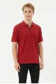 Erkek Fermuar Detaylı Polo Yaka Kısa Kollu Dokulu Slim Fit Örme Tişört