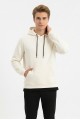 Erkek Üç İplik Şardonlu Kapşonlu Kanguru Cepli Alttan Çıkmalı Günlük Sweatshirt