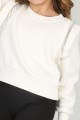 Üç İplik Şardonlu Omuz Detaylı Kız Çocuk Günlük Crop Sweatshirt