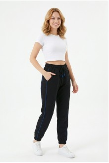 Kadın İki İplik Yanı İnce Çizgili Rahat Kesim Lastik Paçalı Cepli Günlük Spor Giyim Alt Eşofman