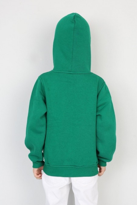 Üç İplik Kapşonlu Fermuarlı İçi Termal Erkek Çocuk Günlük Sweatshirt