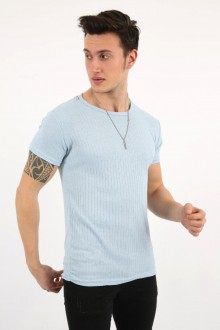 Fitili Sıfır Yaka Mavi Tişört