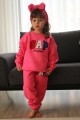 Üç İplik Şardonlu Baskılı Pembe Takım 