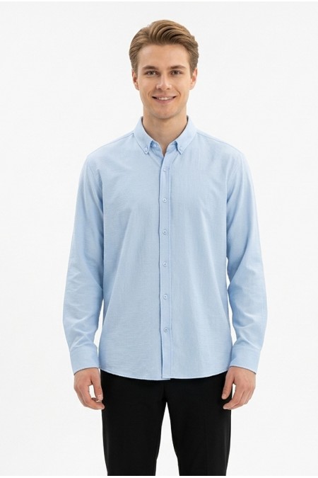 Erkek Armürlü Bengalin Kumaş Uzun Kollu Slim Fit Gömlek 