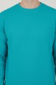 Erkek Turkuaz Mavisi Oversize Bisiklet Yaka Basic Pamuklu Üç İplik Şardonlu Sweatshirt