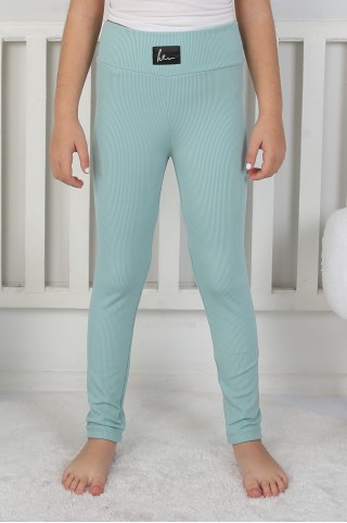 Şardonlu Fitilli Kumaş Arma Detaylı Mint Tayt