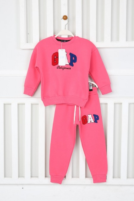 Üç İplik Şardonlu Baskılı Pembe Takım 