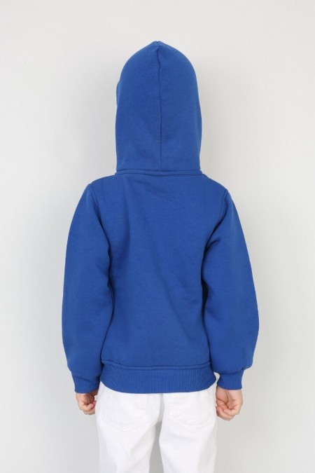 Üç İplik Kapşonlu Fermuarlı İçi Termal Erkek Çocuk Günlük Sweatshirt