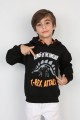 Üç İplik Şardonlu Baskılı Kapşonlu Erkek Çocuk Günlük Sweatshirt