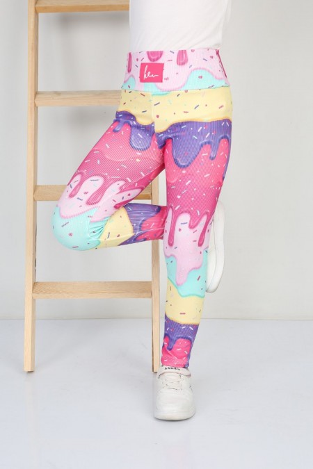 Şardonlu Fitilli Kumaş Baskılı Sarı Tayt