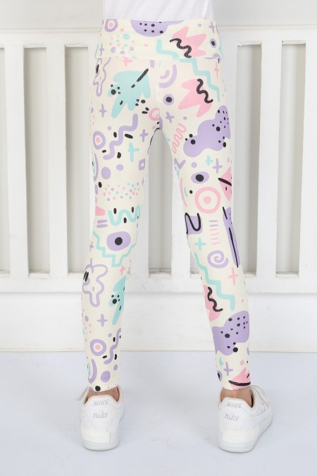 Şardonsuz Fitilli Kumaş Baskılı Tayt