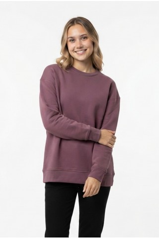 Kadın Şardonlu Bisiklet Yaka Oversize Günlük Rahat Kesim Sweatshirt
