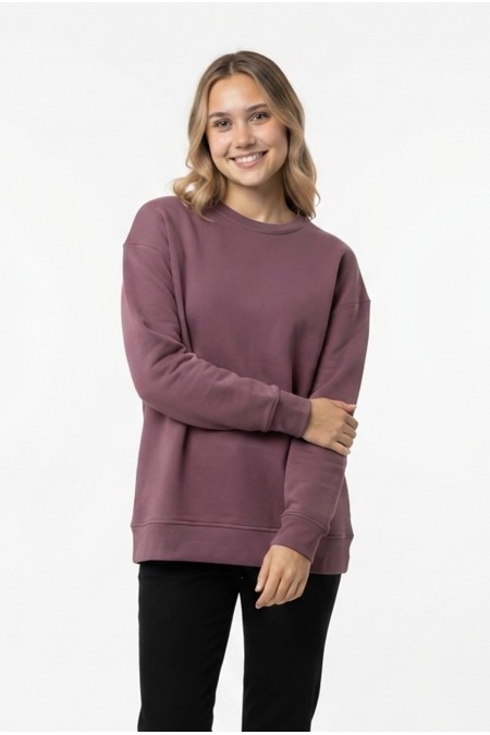 Kadın Şardonlu Bisiklet Yaka Oversize Günlük Rahat Kesim Sweatshirt