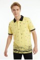 Erkek Martı Desenli Garnili Polo Yaka Kısa Kollu Slim Fit Pamuklu Tişört