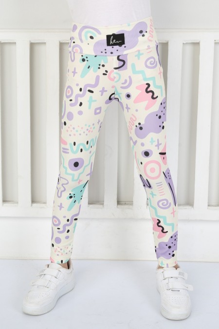 Şardonsuz Fitilli Kumaş Baskılı Tayt