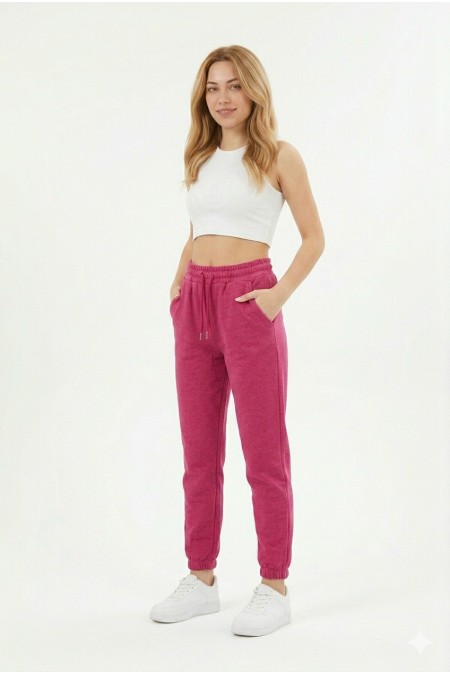 Kadın İki İplik Lastik Paçalı Rahat Kesim Cepli Günlük Spor Alt Eşofman