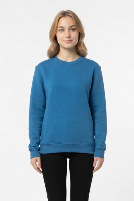 Kadın Şardonlu Bisiklet Yaka Oversize Günlük Rahat Kesim Sweatshirt