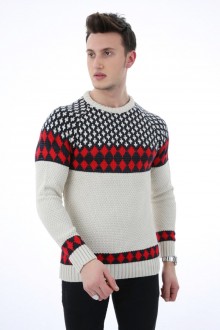 Baklava Desenli Krem Kazak