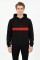 Erkek Üç İplik Kapşonlu Kalın Çizgili Kanguru Cepli Günlük Sweatshirt