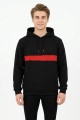 Erkek Üç İplik Kapşonlu Kalın Çizgili Kanguru Cepli Günlük Sweatshirt