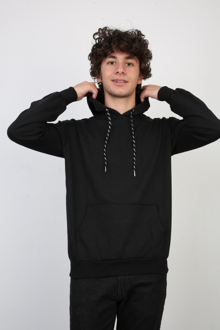 İki İplik Kapşonlu Cepli Sweat