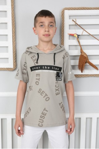 Kapşonlu Baskılı %100 Cotton Kumaş Taş Tişört