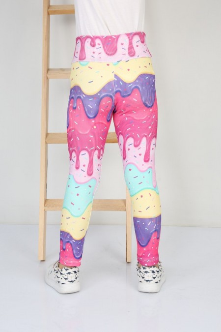 Şardonlu Fitilli Kumaş Baskılı Sarı Tayt