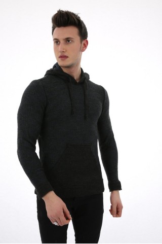 Kapşonlu İndigo Kazak