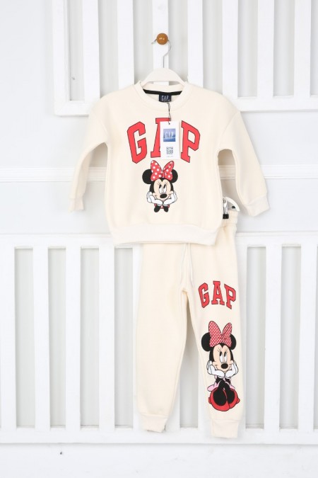 Üç İplik Şardonlu Baskılı Beyaz Takım 