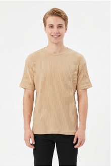 Erkek Fitilli Kumaş Bisiklet Yaka Slim Fit Esnek Kısa Kollu Yazlık Tişört