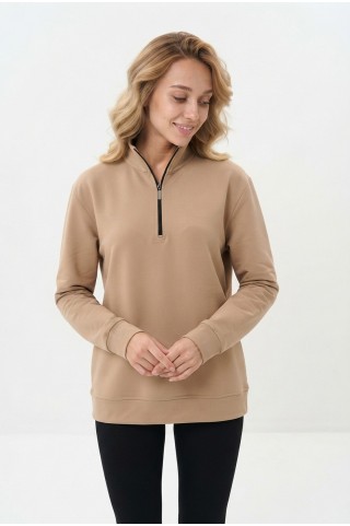 Kadın Yarım Fermuarlı Günlük Rahat Kesim Sweatshirt