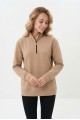 Kadın Yarım Fermuarlı Günlük Rahat Kesim Sweatshirt