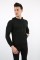 Kapşonlu Düz Siyah Sweat