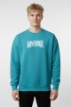 Erkek Yeşil Oversize Lowrider Sunday Nakışlı Bisiklet Yaka Pamuklu Sweatshirt