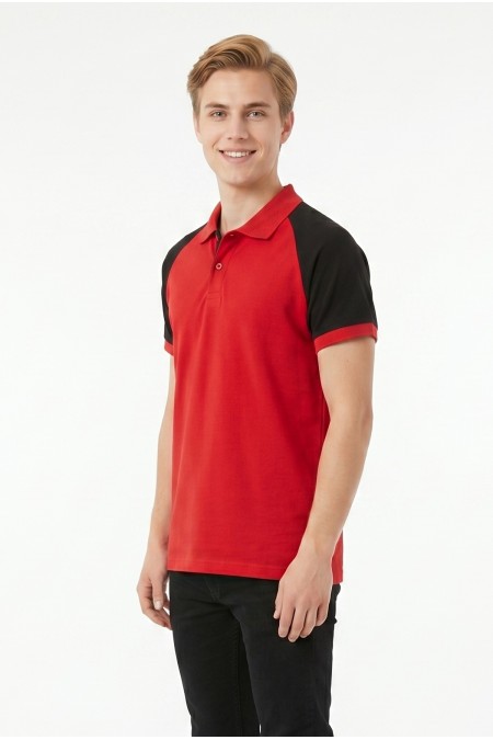 Erkek Reglan Kollu Polo Yaka Kısa Kollu Slim Fit Pamuklu Örme Tişört