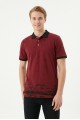 Erkek Martı Desenli Garnili Polo Yaka Kısa Kollu Slim Fit Pamuklu Tişört