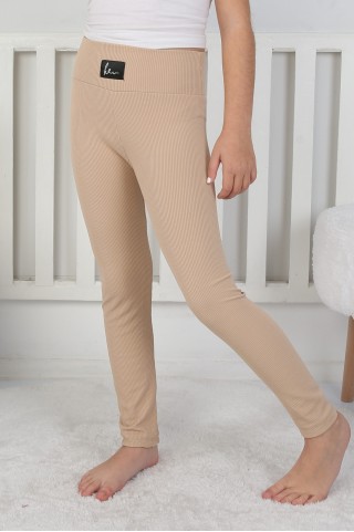 Şardonlu Fitilli Kumaş Arma Detaylı Vizon Tayt