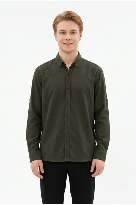 Erkek Armürlü Bengalin Kumaş Uzun Kollu Slim Fit Gömlek 